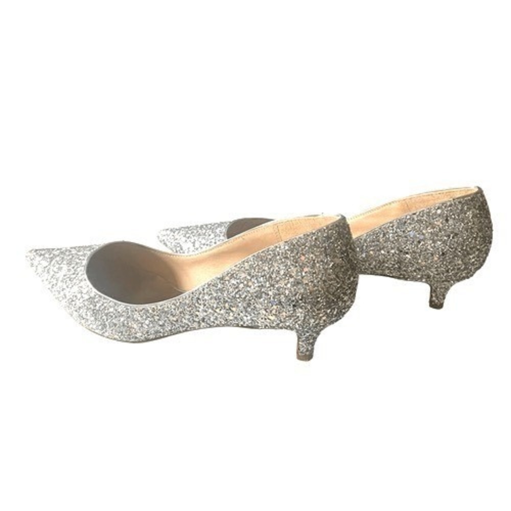 Badgley Mischka Silver Glitter Pointed Toe‎ Kitten Heel Pumps Womens Size 9 - Picture 8 of 12